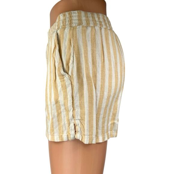 Abercrombie & Fitch Yellow White Striped Button High Rise Lounge Shorts XXS - Picture 2 of 4